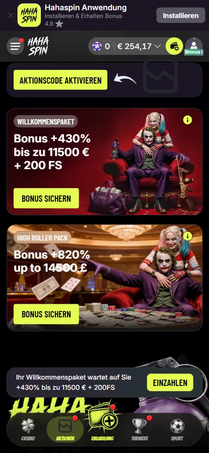 Hahaspin Casino Welcome Bonus Desktop